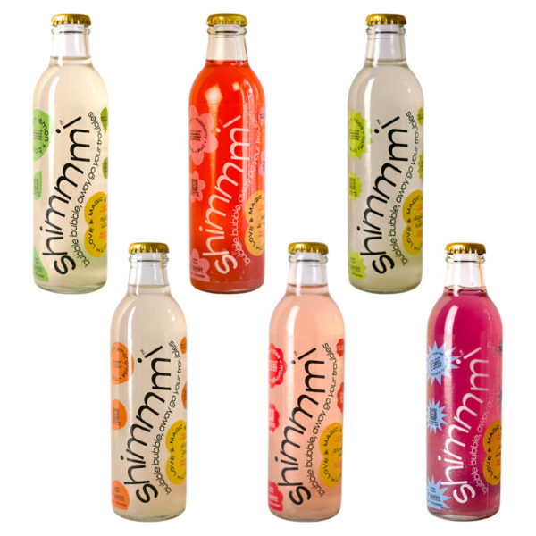 Shimmmi Kombucha - Assorted Box - Ginger Grass, Mintea Citrus, Phool-on Power, Lovely Lavender, Berry Le-money & Kaffilimey Hopbucha Sparkling Fermented Tea