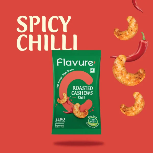 Flavure - Roasted Cashews - Chilli - Healthy Snacks - Roasted Nuts