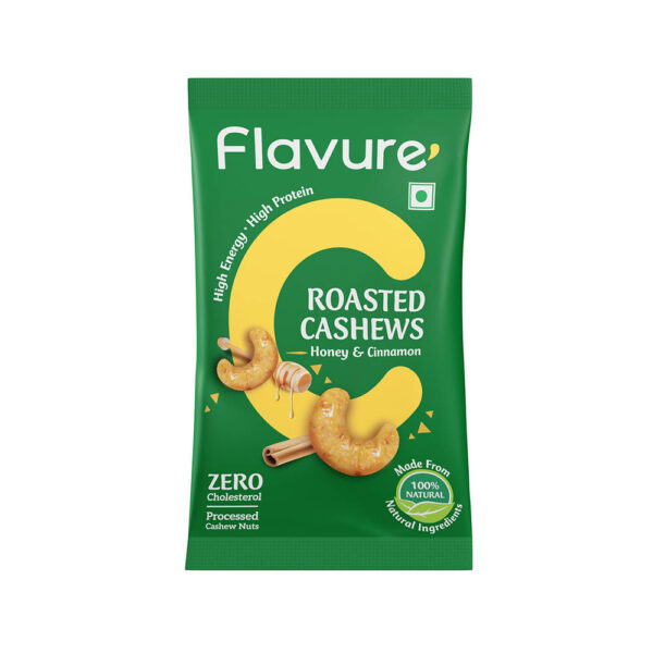 Flavure - Roasted Cashews - Honey & Cinnamon - Healthy Snacks - Nuts