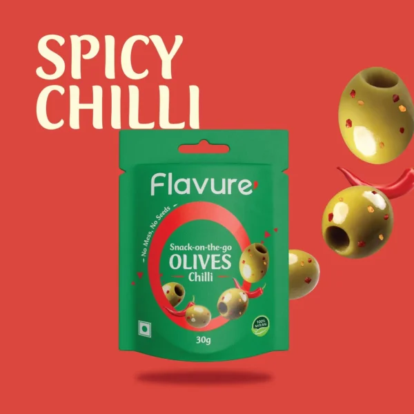 Flavure - Pitted Olives - Chilli - Healthy Snacks - Healthy Appetizers