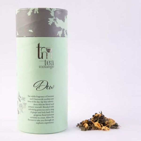 Tea Melange – Dew – Chamomile, Jasmine & Green Tea Infusion – FLVR – Green Tea Infused with Natural Flowers & Herbs – FLVR.in