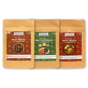 HeriMore Flavour Punch Pack Meat Masala Pani Puri Masala Misal Masala - FLVR - Premium Spice Mix - Pure & Natural Seasoning Blend - FLVR.in