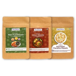 HeriMore Street Food Spices - Pani Puri Masala - Amritsari Paratha Masala - Misal Masala - FLVR - Premium Spice Mix - Pure & Natural Seasoning Blend - FLVR.in