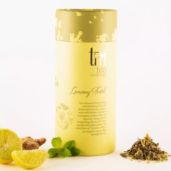 Lemony Twirl - Lemongrass, Lemon, Ginger & Green Tea Infusion – Citrusy Green Tea Infused with Refreshing Herbs & Spices – Tea Melange – FLVR.in FLVR