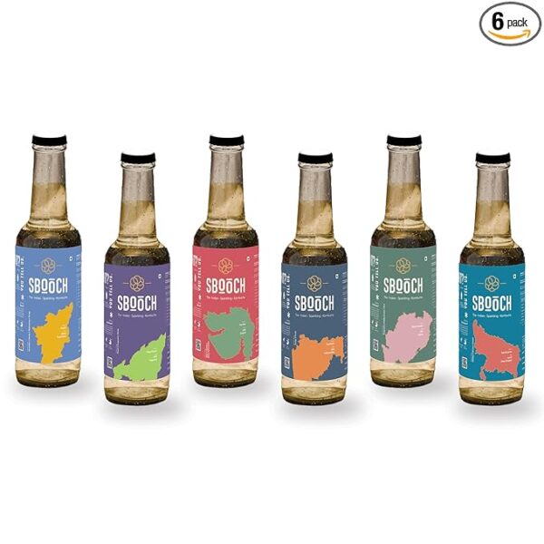 SBOOCH 6-pack Combo - All Flavors of Indian Sparkling Kombucha Tea - SBOOCH Kombucha - Indian Sparkling Kombucha Tea | Gut-Friendly Beverage | Antioxidant-Rich Zero Preservatives | Alcohol-Free Fermented Tea | Vegan & Gluten-Free | FLVR.in