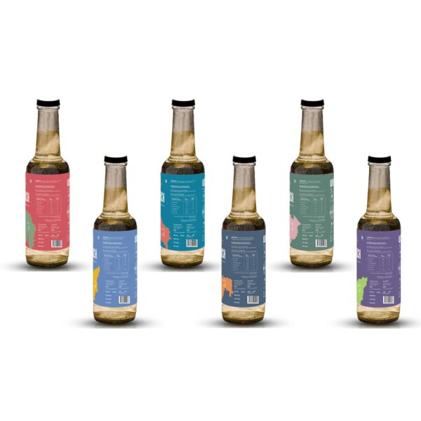 SBOOCH 6-pack Combo - All Flavors of Indian Sparkling Kombucha Tea - SBOOCH Kombucha - Indian Sparkling Kombucha Tea | Gut-Friendly Beverage | Antioxidant-Rich Zero Preservatives | Alcohol-Free Fermented Tea | Vegan & Gluten-Free | FLVR.in