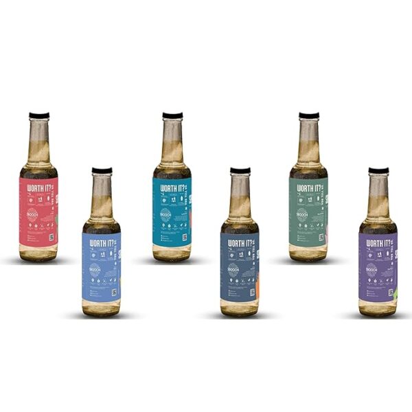 SBOOCH 6-pack Combo - All Flavors of Indian Sparkling Kombucha Tea - SBOOCH Kombucha - Indian Sparkling Kombucha Tea | Gut-Friendly Beverage | Antioxidant-Rich Zero Preservatives | Alcohol-Free Fermented Tea | Vegan & Gluten-Free | FLVR.in