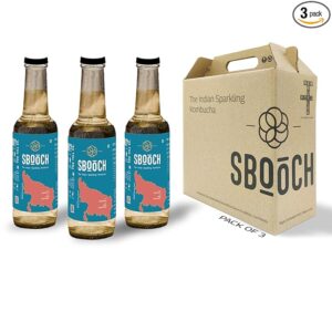 Tulsi Lemon - SBOOCH Kombucha - Indian Sparkling Kombucha Tea | Gut-Friendly Beverage | Antioxidant-Rich Zero Preservatives | Alcohol-Free Fermented Tea | Vegan & Gluten-Free | FLVR.in